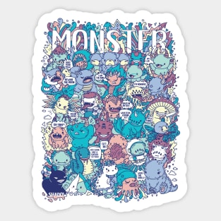 Doodle style monster characters Sticker